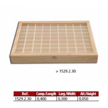 Caixa 81 divisões para dedais com vidro.  - Boxes - Casa do Pinho - Loja Online - Móveis - Pinho de Alta Qualidade